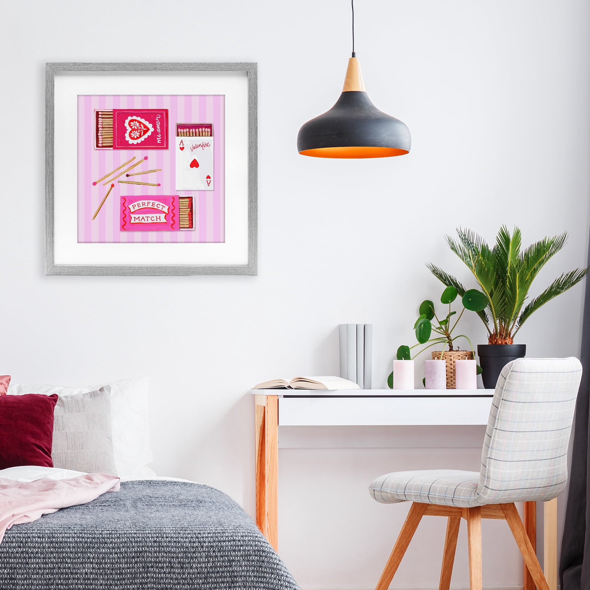 Stupell Industries Romantic Valentine's Matchboxes Gray Framed Print Under Glass, design by Rachael Reese