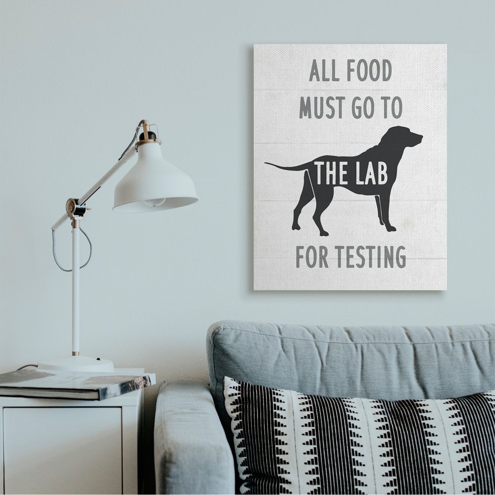 Stupell Industries Kitchen All Food to the Lab Animal Dog Pun Canvas Wall Art Design by Daphne Polselli