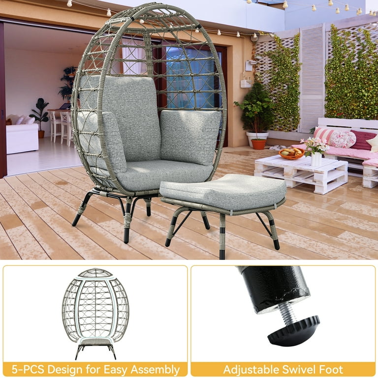 Dextrus Egg Chair with Stand Outdoor Egg Lounge Chair with Cushion