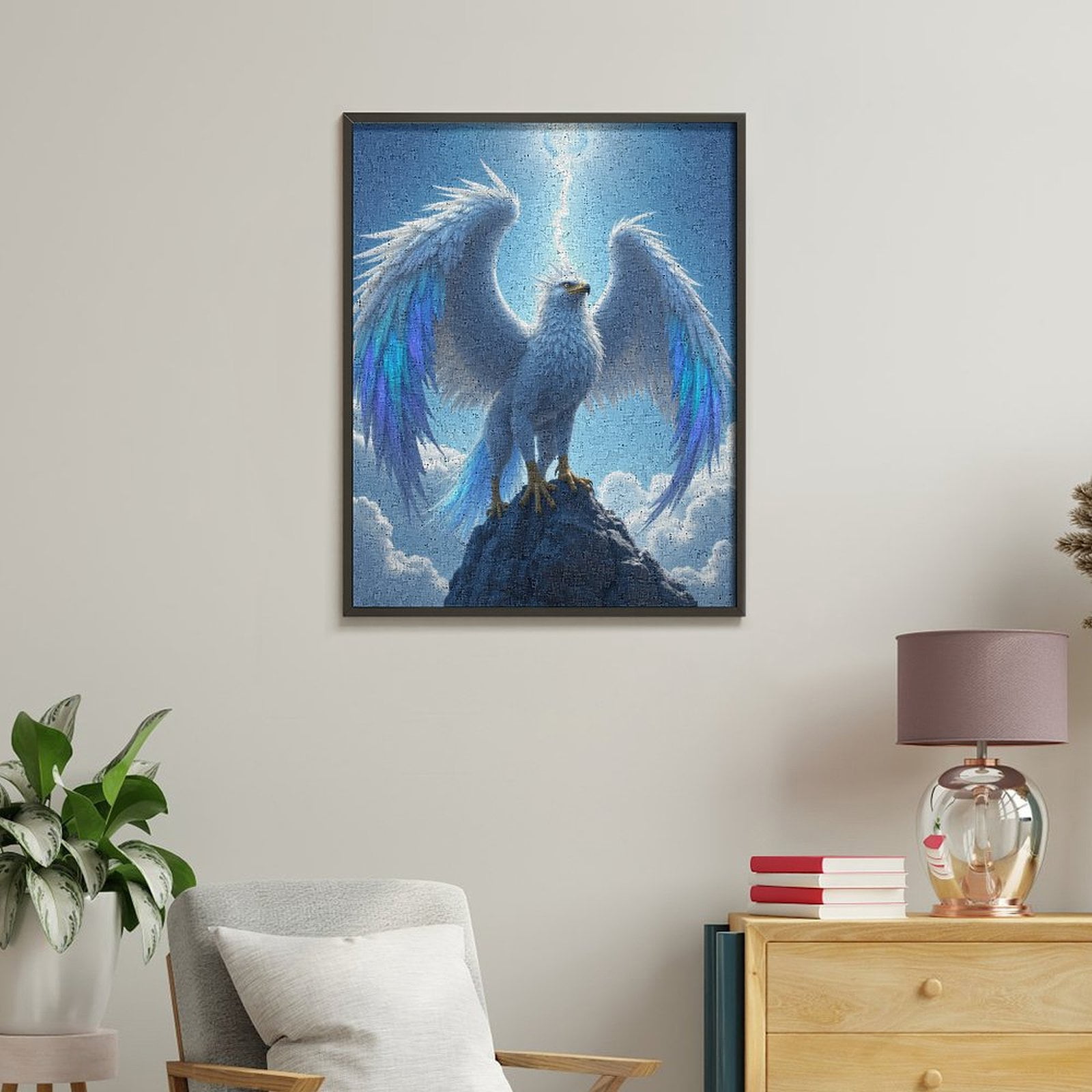 Paint By Numbers Kit for Adults Beginner - DIY White Majestic Bird On Rock Canvas Painting Kits for Adults, Frameless Paint By Number for Adults for Home Wall Decor 16x20 Inch