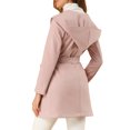 thumbnail image 3 of MODA NOVA Juniors Winter Faux Suede Lapel Hooded Wrap Belted Long Trench Coat, 3 of 6