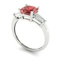 thumbnail image 2 of Clara Pucci 14K White Gold Solid Gold Garnet Three-Stone Anniversary Ring for Women - 1.62 cttw Square Emerald Cut, 2 of 7