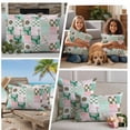thumbnail image 5 of Spring Floral Checkered Outdoor Waterproof Pillow Covers, Turquoise Pink Buffalo Plaid Decorative Square Throw Pillowcase Sofa Cushion Sham for Patio/Couch/Chair, 24"x24" 2 Pack, 5 of 8