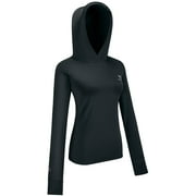 CAMEL Womens Sun Protection Clothing UPF 50+ Lightweight Womens Activewear Long Sleeve Rash Guard Shirts Breathable Sunscreen Hoodie Workout Tops Outdoor Hiking Black