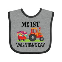 Inktastic First Valentines Day Tractor Hearts Boys Baby Bib