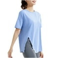 thumbnail image 4 of tarylea Workout Tops for Women Short Sleeve Crew Neck Slit Hem T-Shirt Casual Loose Comfy Summer Yoga Athletic Tops, 4 of 7