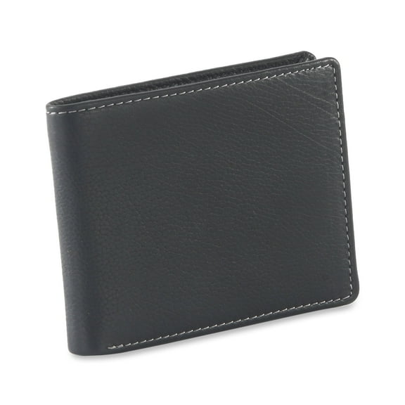 200166-BL Bifold Leather Wallet with Side Flap in Black | Style n Craft