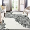 thumbnail image 2 of Tzou 8x10 Non-Shedding Washable Area Rugs for Living Room, Nonslip Contemporary Geometric Minimalist Striped Carpet for, Black/Beige, 2 of 7