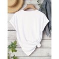 thumbnail image 2 of Women's Paris Print Casual T-Shirt, 100% Polyester Crew Neck Short Sleeve Top, Comfortable Knit Fabric Pullover for All Seasons, 2 of 6