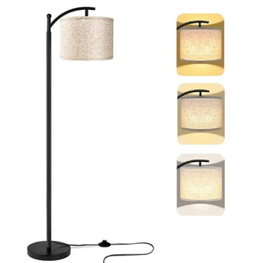 Behome Dimmable Floor Lamp with 3 Color Temperatures, Standing Lamp with Linen Shade & 600 Lumens 9W LED Bulb Included, Tall Lamp for Living Room, Office, Dining Room(Black)
