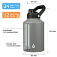 thumbnail image 2 of BJPKPK 128oz Insulated Water Bottle with Wide Mouth, One Gallon Stainless Steel Water Bottle with Handle, One Gallon Water Jug for Sports, Travel, Lava Gray, 2 of 6