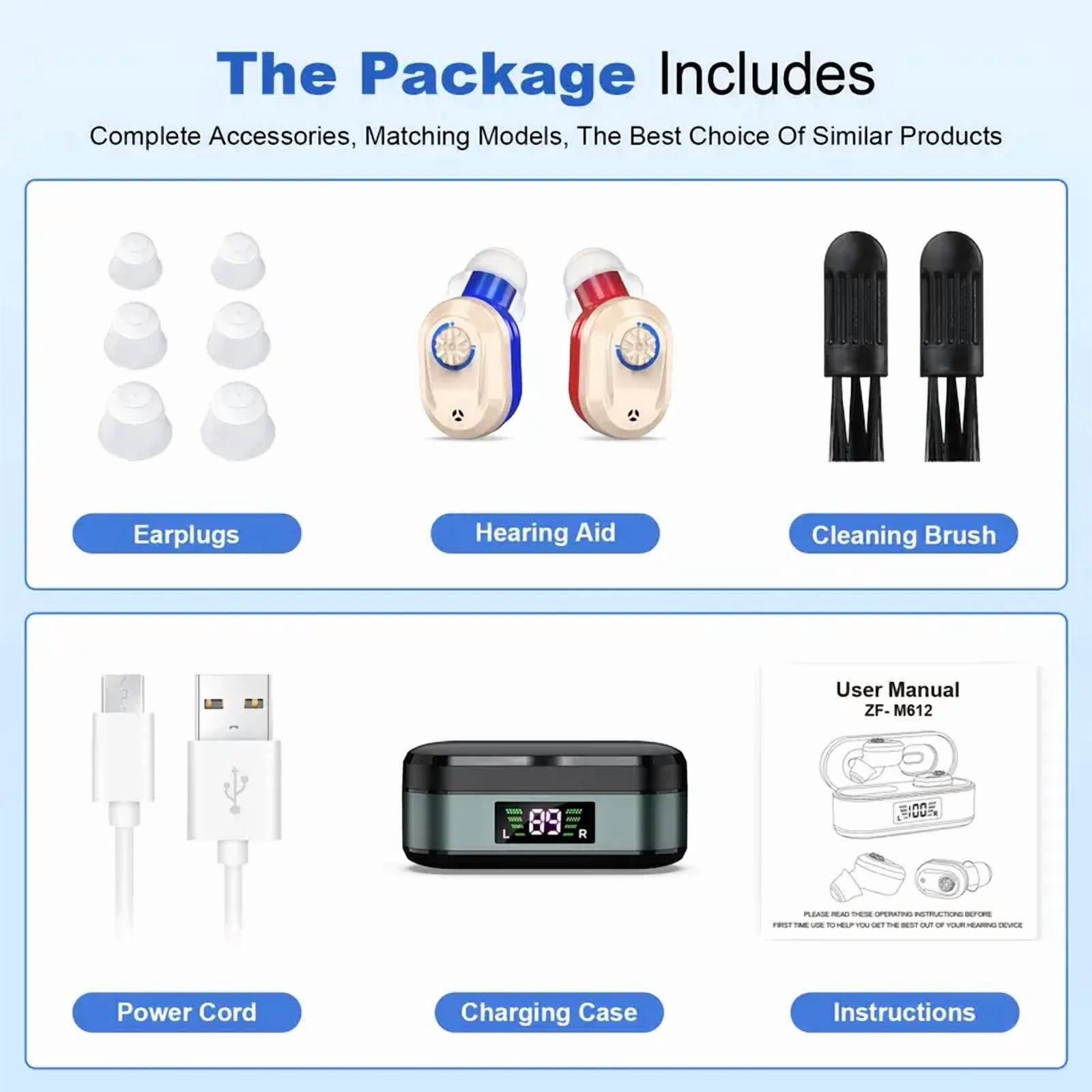 SUWU Rechargeable Hearing Aids for Seniors - Invisible, Comfort-Fit with Noise Reduction & Adjustable Volume, USB Charging Case Included