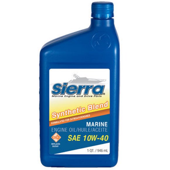 Sierra Marine Oil 18-9551-2 Marine Series; SAE 10W-40; Semi-Synthetic Blend 4-Stroke Marine Engine Oil; 1 Quart Bottle; Single; NMMA FC-W/API-SL Certified