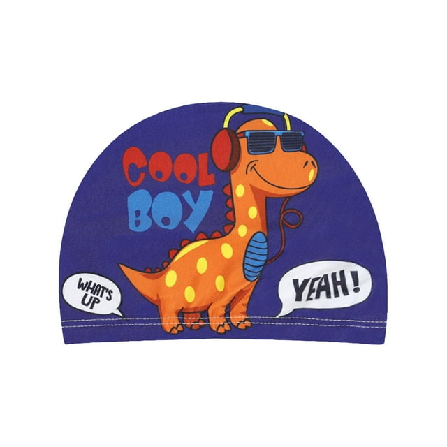 Kids Swim Cap with Ear Comfortable Cartoon Print Fashionable Cloth Design for Boys Girls Hot Spring Pool
