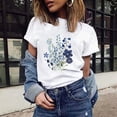 thumbnail image 3 of GaThRRgYP Summer Tops,Womens Plus Size Tops Short Sleeve,Summer Women's Fashion Floral Plant Print Female Round Neck Loose T-Shirt, 3 of 9