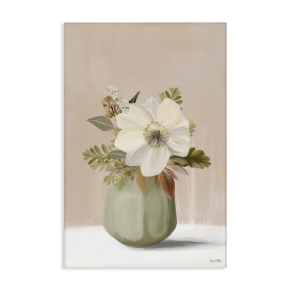 Stupell Industries Peach Pink Vase Botanical & Floral Painting Gallery Wrapped Canvas Art Print Wall Art, 16 x 24