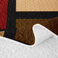 thumbnail image 5 of Castle Fairy Mid Century Square Block Twin Quilt Set 2 Pieces,Minimalist Vertical Grid Twin Coverlet Set,Burgundy Tan Black,1 Bedspread and 1 Pillowcase, 5 of 7