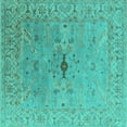 thumbnail image 1 of Ahgly Company Indoor Square Oriental Turquoise Blue Industrial Area Rugs, 6' Square, 1 of 4