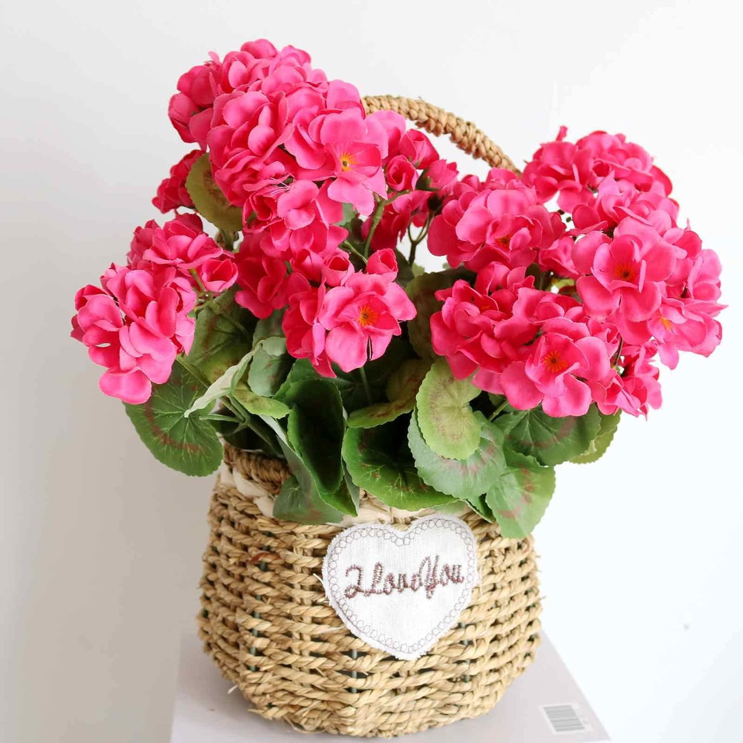 Artificial Flowers Geranium Bush Begonia Silk Flowers for Outdoor Indoor Artificial Plant Flowers for Patio Lawn Garden Decor (4PCS Red)