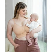 Kindred Bravely Sublime Pumping Bra Hands Free, Adjustable Pumping & Nursing Bra with EasyClip for all Breast Pumps (Beige, Small-Busty)