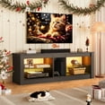 thumbnail image 2 of Bestier 55" RGB TV Stand for TVs up to 60" with LED Lights Entertainment Center, Black Marble, 2 of 9