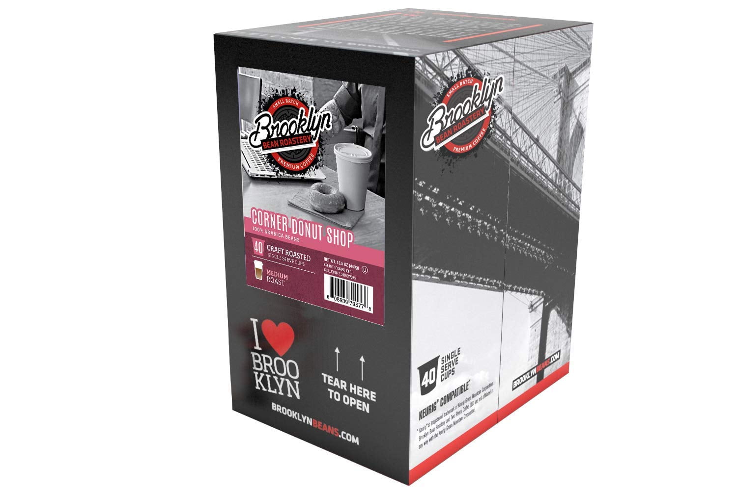 Brooklyn Bean Roastery Corner Donut Shop Coffee Pods for Single-Serve Coffee Brewers, 40-Pack