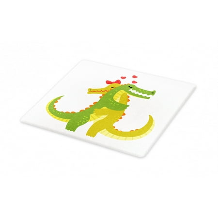 

Crocodile Cutting Board Romantic Couple Hugging Each Other Happy Theme Decorative Tempered Glass Cutting and Serving Board in 3 Sizes by Ambesonne