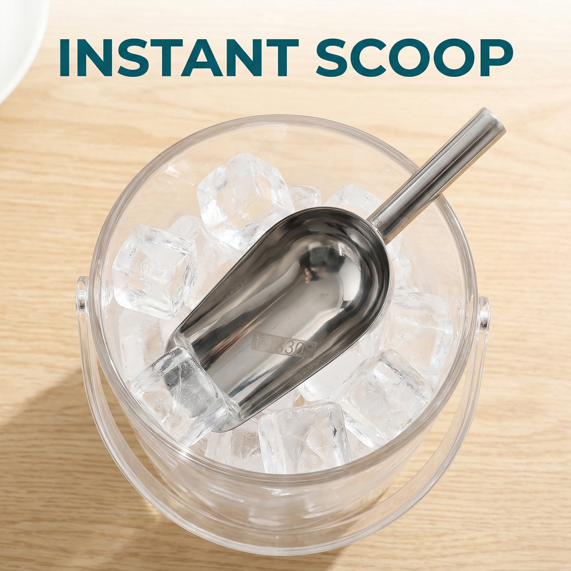 Unique Bargains 1Pcs Easy Clean Stainless Steel Ice Scoop Silver 9.4*3.5inch