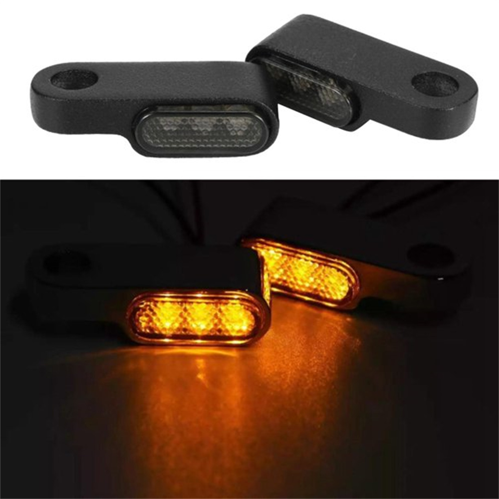 Mini LED Motorcycle Turn Signal Light, Blinker Flashing Indicator Lamp, Cafe Racer Scooter, Black