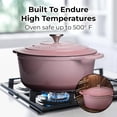 thumbnail image 2 of 6-quart enameled cast iron Dutch oven with lid - high quality durability & oven safe up to 500° - heavy-duty cookware, suitable for bread baking, stewing, braising, and roasting - pink, 2 of 4