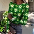 thumbnail image 2 of ASDFVBKG St Patrick's Day Shirts for Women Dressy Crewneck Basic Long Sleeve Slim Fitted Tee Shirts Ribbed Knit St Patrick's Day Lucky Shamrock Soft Pullover Tops Green XL, 2 of 6