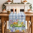 thumbnail image 2 of Table Runner 48 Inches Long for Kitchen Dining, Spring Floral Truck Dresser Scarf Farmhouse, Dining Table Decorations for Wedding/Parties, Watercolor Flowers Butterflies Blue Plaid 13 x 48 In, 2 of 8
