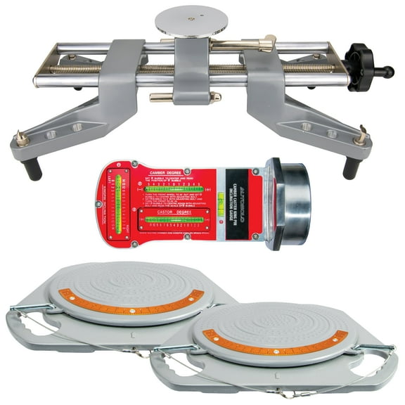 AutoSolo DIY Front End Wheel Alignment Kit - Includes Set of Turn Plates, Camber Caster KPI Guage, and Wheel Clamp
