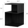 thumbnail image 2 of S Flip Minimalist 3 Tier End Table - Minimalist 3-Tier Wood Nightstand for Small Spaces with Open Storage - Japanese-Inspired Bedside Table for Bedroom (Reverse, Black), 2 of 10