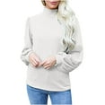 thumbnail image 1 of KIHOUT Spring Winter Womens Tops Blouse Long Sleeve High Collared T-shirts Solid Color Casual Loose Sweatshirt Tops, 1 of 7