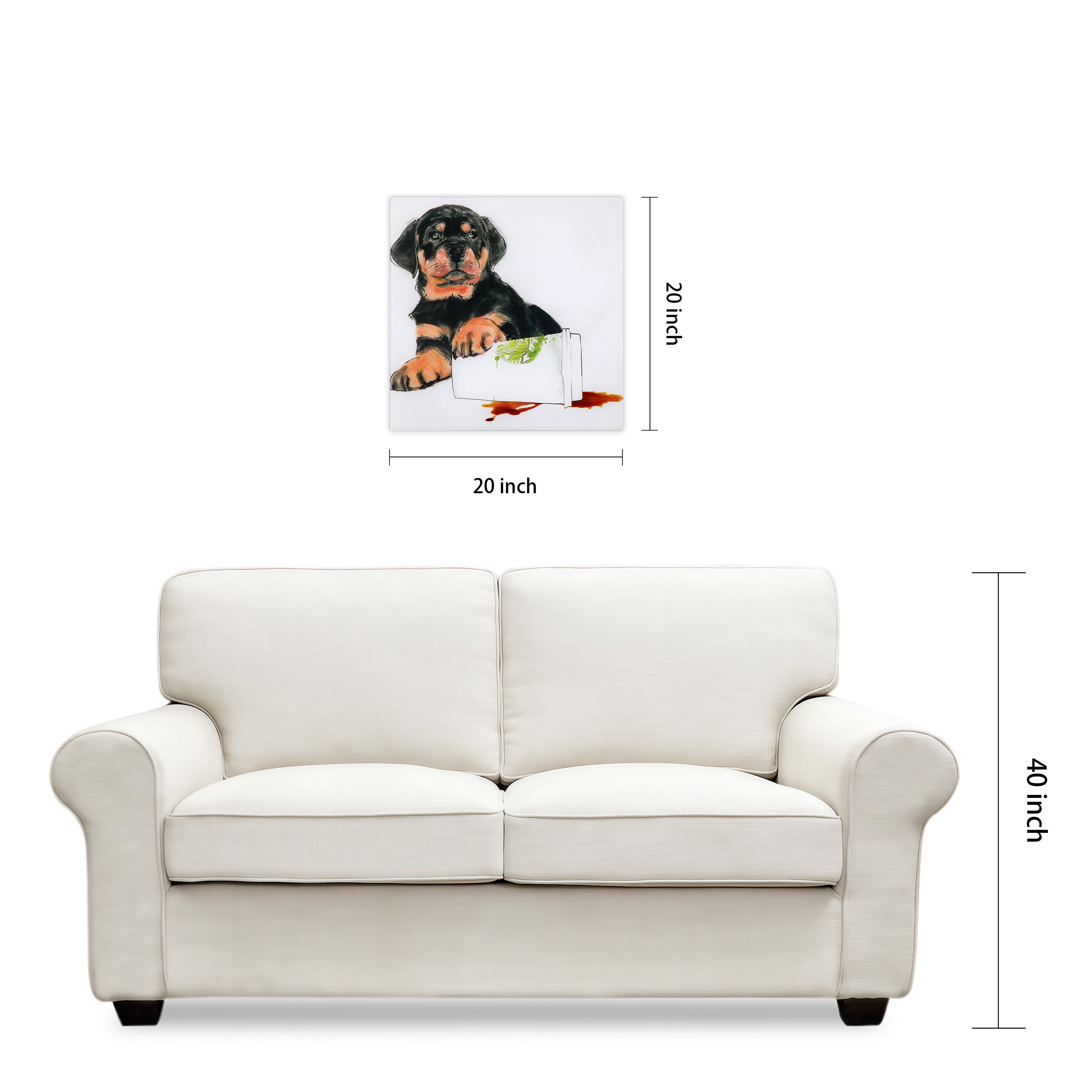 Empire Art Direct Java's Paw Frameless Free Floating Tempered Glass Panel Graphic Dog Wall Art, 20" x 20", Ready to Hang