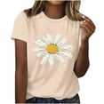 thumbnail image 2 of QQAMB Womens Tops Plus Size Daisy Graphic Printed Summer Trendy Crewneck Short Sleeve Tee Tops Khaki 2XL, 2 of 4