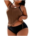 thumbnail image 2 of Antinious Women Summer Plus Size Solid with Chest Cushion And No Steel Support Loose Drawstring Split Swimsuit, 2 of 5