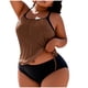 thumbnail image 3 of TaTaai Plus Size Loose Split Swimsuit, Women's Solid Color Padded No Steel Support Swimwear, Elastic Design, Ideal for Summer Beach Pool Vacation Wear Gift, 3 of 5