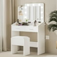 thumbnail image 2 of Ataucjin Makeup Vanity Desk With Mirror 3 Brightness Lights And Power Outlet Makeup Vanity Table Set With Drawers Shelves And Cushioned Stool Makeup Table Bedroom Dressing Table, 2 of 9
