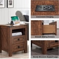 thumbnail image 6 of OKD Farmhouse Nightstand with Charging Station for Bedroom, 2-Drawer Rustic End Tables for Living Room, Reclaimed Brown, 6 of 10