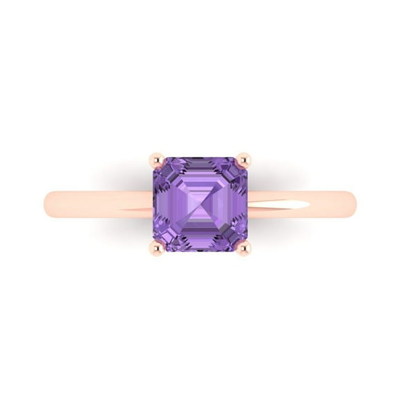 Clara Pucci 14K Rose Gold 1ct Alexandrite Solitaire Ring for Women