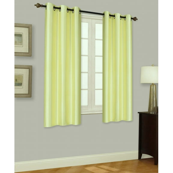 Elio Yellow 2-Piece 100% Thermal Blackout Grommet Window Curtain With Foam Backing Set, Solid Room Darkening Panels 35" X 63" Each