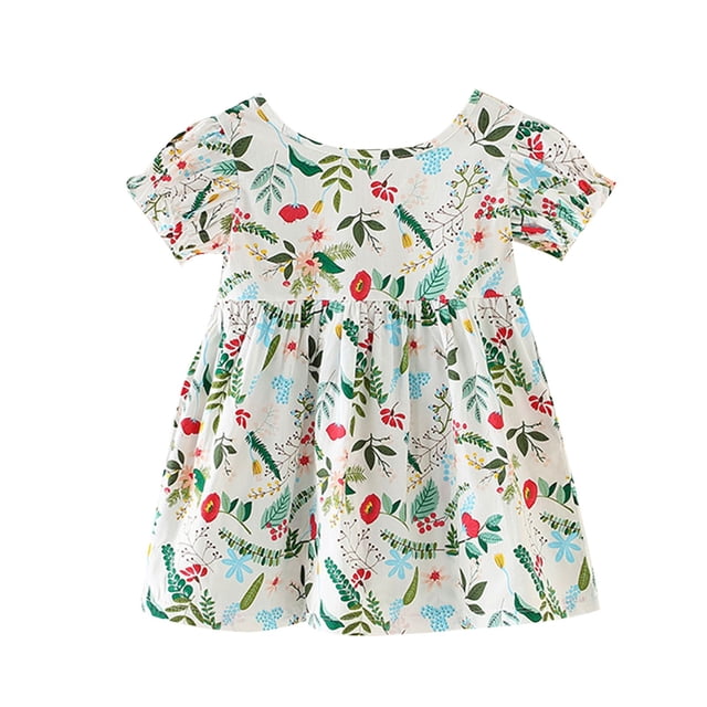 Tauxra Robe Princesse Sans Manches pour Filles, Robe d'Été Décontractée pour Tout-Petits et Jeunes Enfants 2T-10Y, Tenue de Fête Imprimée