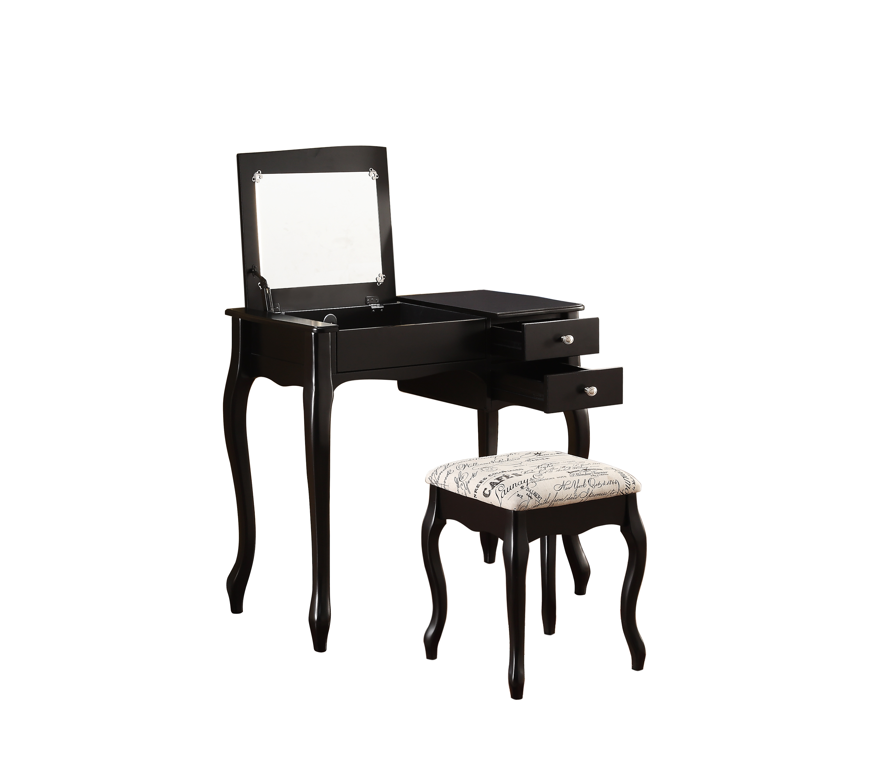 Linon Evie Black Vanity Set