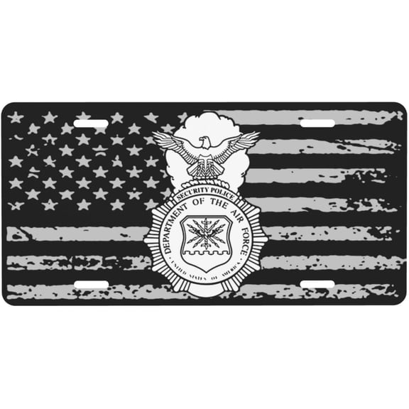 USAF Security Forces License Plate Decoration Car Front License Plate, Aluminum License Plate for Any Car 6 X 12 Inch