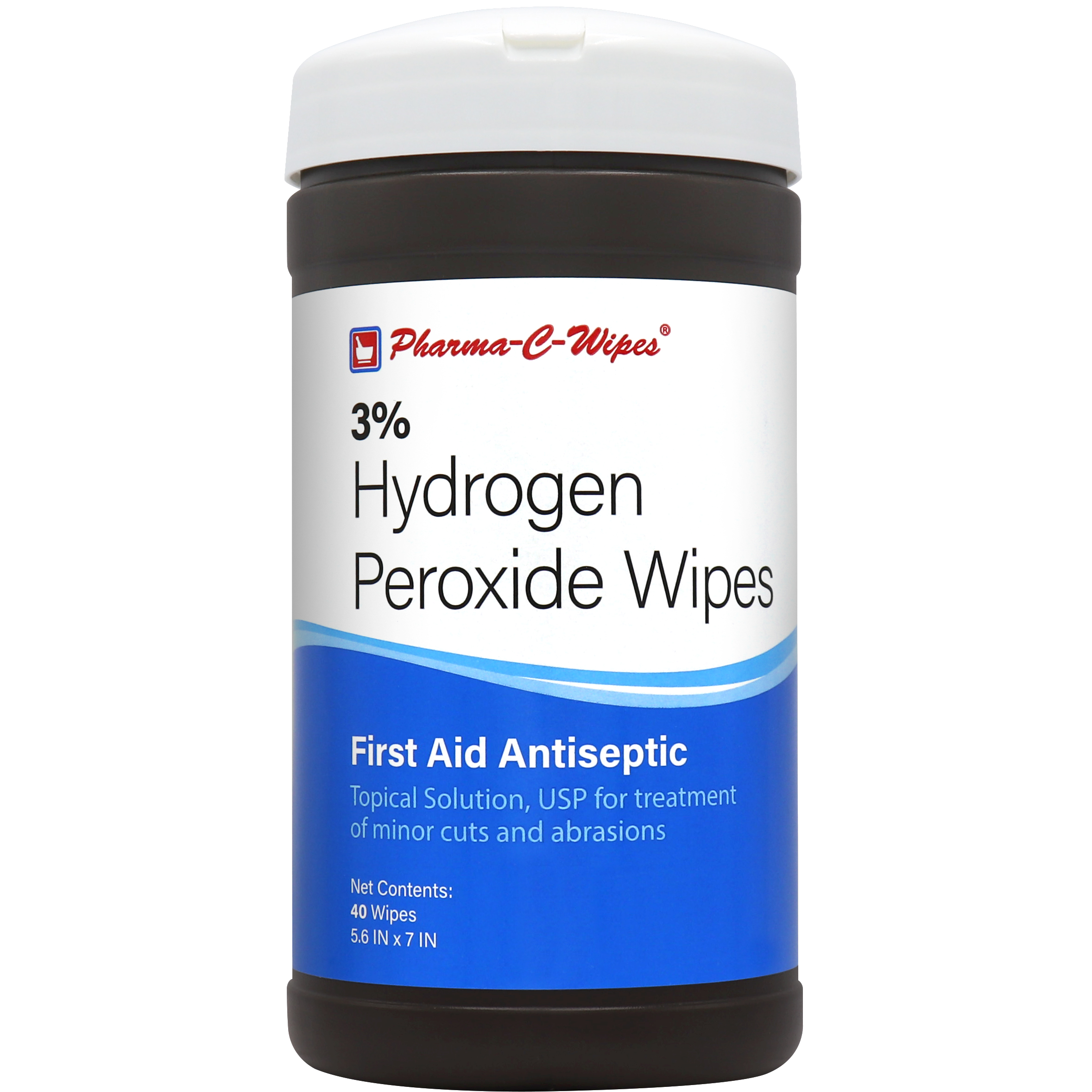 PharmaCWipes 3 Hydrogen Peroxide Wipes 1 case of 6 Canisters