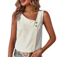 thumbnail image 4 of V Neck Sleeveless Top for Women Pleated Detail Casual Cami Solid Color Basic Tank for Layering Under Suits & Sleek Office Looks, 4 of 5