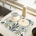 thumbnail image 2 of Yayeee Dish Drying Mat for Kitchen Counter 16" x 18" Microfiber Super Absorbent Coffee Decorative Pad, Blue Floral Pattern, 2 of 9