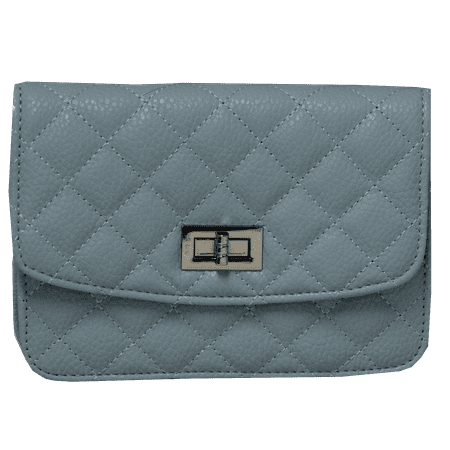 Big Buddha Quilted Clutch - K. Carroll Quilted Light Blue Clutch with Crossbody Chain Strap purse